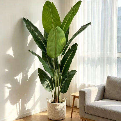 Artificial Traveler's Palm styled in modern living room