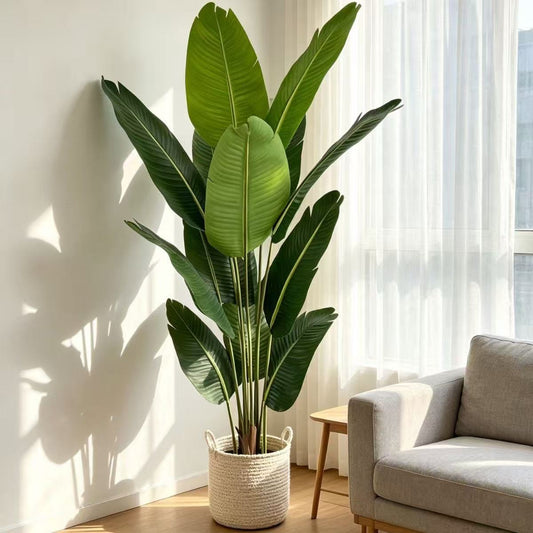 Artificial Traveler's Palm styled in modern living room