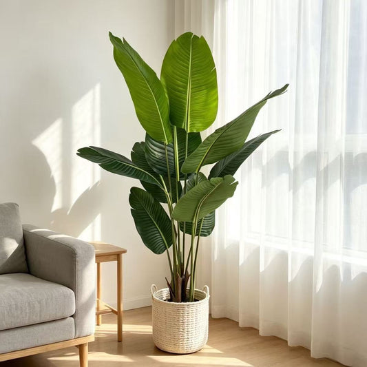 Artificial Traveler's Palm 180cm styled in living room corner